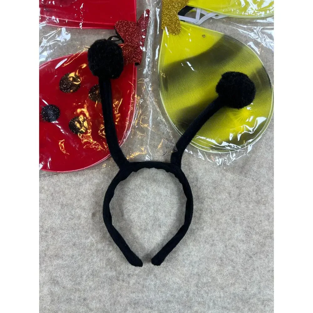 Lady Bug and Bumble Bee Wings with Antenna Headband Halloween Accessory Set